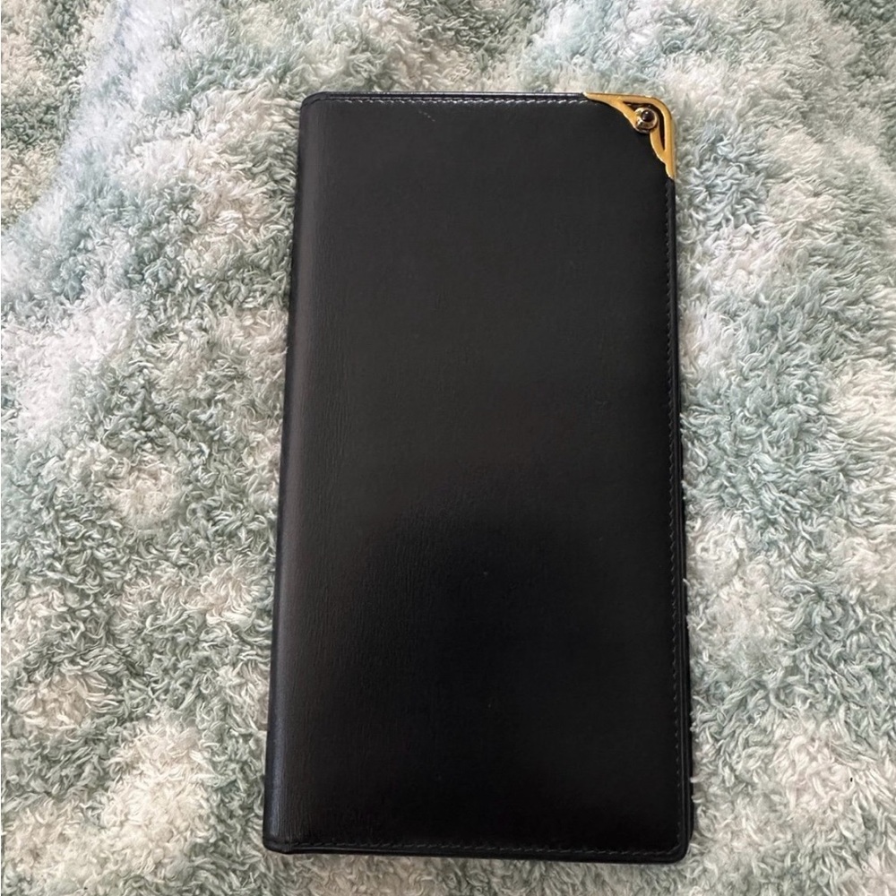 Cartier Black Leather Wallet with Gold Accent
